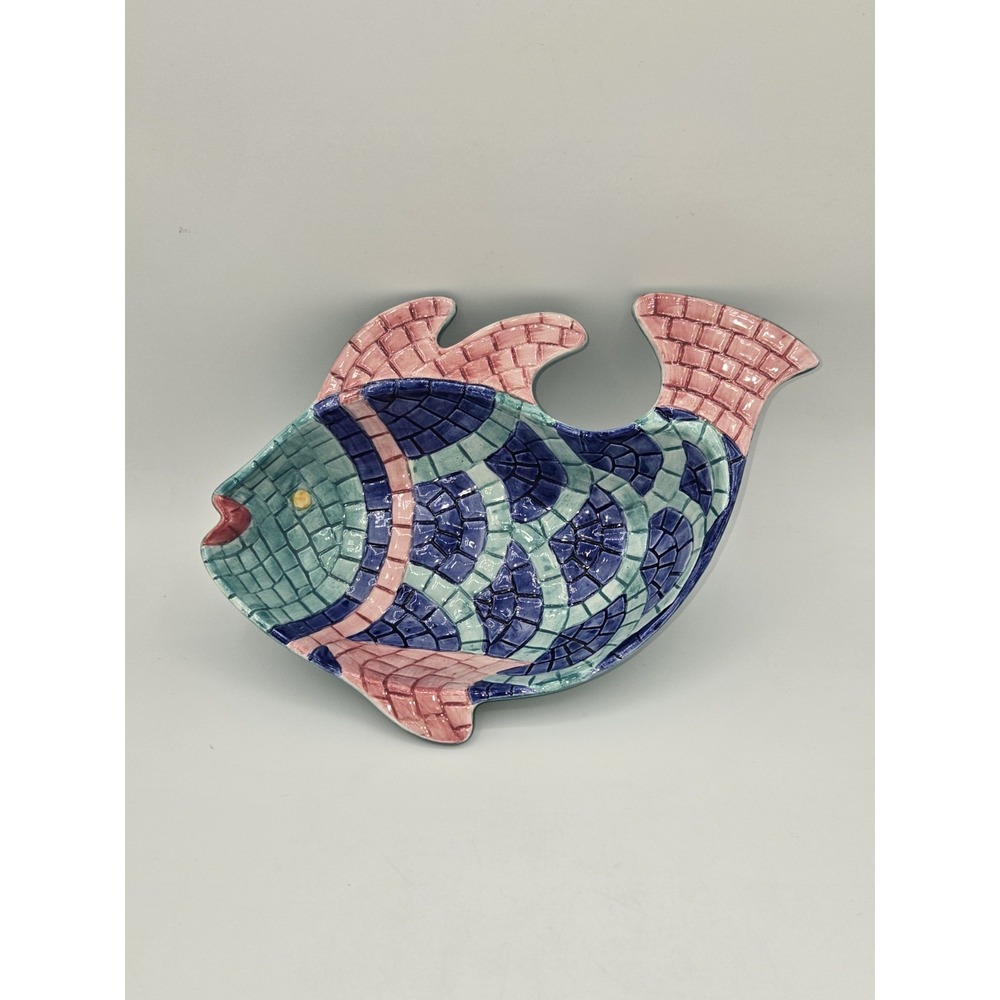Clay Art Vintage Mediterranean Mosaic Fish‎ Bowl